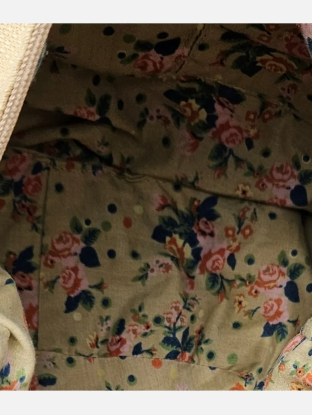 Vintage Levi’s Beige Canvas Shoulder Bag Floral Lined Y2K Hobo Purse